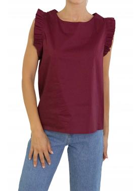 T shirt con rouge tinta unita 